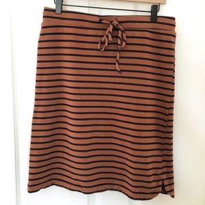 Brown black striped knee length skirt